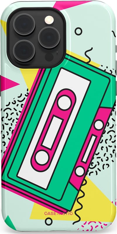 Casetastic Hoesje Geschikt voor Apple iPhone 15 Pro Max Magsafe - Stijlvolle Beschermende Duo-layer Case - Retro 80s muziek