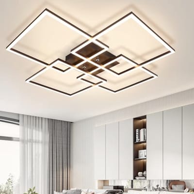 Glitzerlife - Plafondlamp - Modern Rechthoekig LED Design - Dimbare Warm Witte Baailicht Lamp - Geheugenfunctie - Metaal - 72,4cm - Zwart