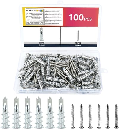 Dailygoods - gipspluggen, 120 zelfborende gipsplaatpluggen metaal, gipspluggen metaal voor bevestiging aan beton, bakstenen.