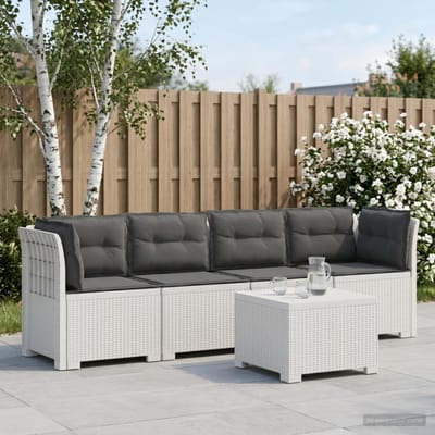 vidaXL - 4-Zits - Tuin - Sofa - met - Kussens - Rieten - Look - PP - Wit