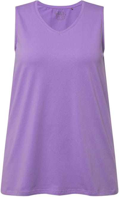 Ulla Popken - Dames - Top A-lijn V-hals mouwloos - Blauwe lila - Maat 46+