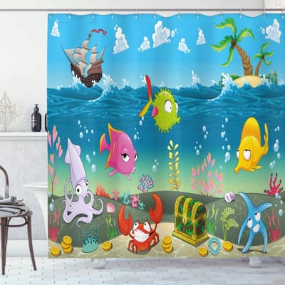 Douchegordijn - Badkamergordijn Gordijn - Badkamerdecoratie - Uniek Ontwerp - 175 x 180 cm - Veelkleurig