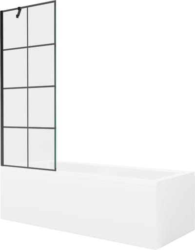 Mexen Cubik rechthoekig bad 170 x 70 met ombouw en 1-delige scherm 70 , zwart patroon - 550317070X9507007077