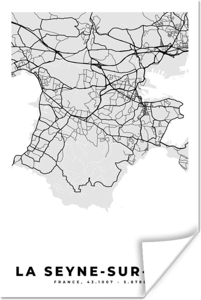 Poster Frankrijk - La Seyne-sur-Mer - Stadskaart - Plattegrond - Kaart - 120x180 cm XXL
