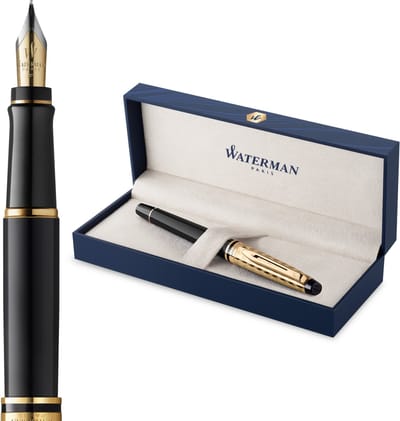 Waterman Expert 'The Opera Collection' Black & Gold G.T. Fountain pen M Blue ink