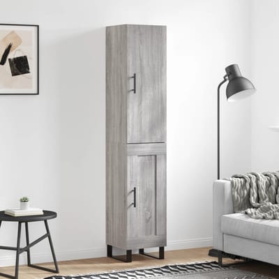 vidaXL - Hoge - kast - 34,5x34x180 - cm - bewerkt - hout - grijs - sonoma - eikenkleurig