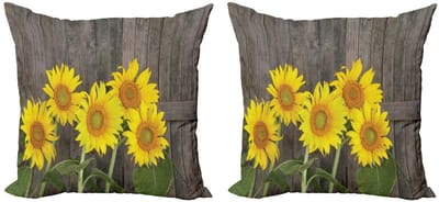 ABAKUHAUS Zonnebloem Kussenslopen Set – 2x45x45 cm, dubbelzijdig bedrukt, met rits