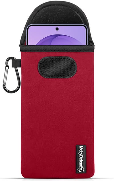 MobyDefend Hoesje - Geschikt voor Samsung Galaxy S26 Plus (S26+) - Neopreen Pouch Met Karabijnhaak - Insteek - Riemlus - Rood