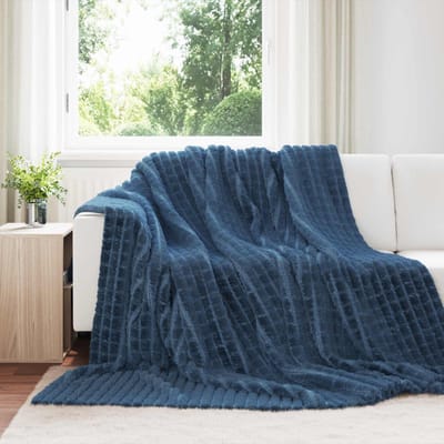vidaXL Gooi Deken Marineblauw 240 x 220 cm 1.37 kg Fleece