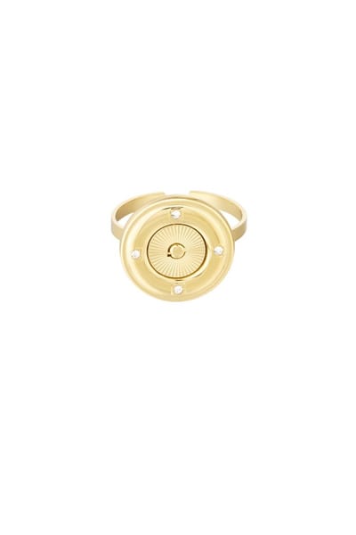 ring kleur goud - met rhinestone steentjes - stainless steel - one size - rond - verstelbaar - cadeau - moeder - dochter