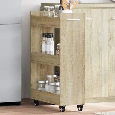 vidaXL - Kast - met - wieltjes - 60x22x79 - bewerkt - hout - sonoma - eikenkleurig