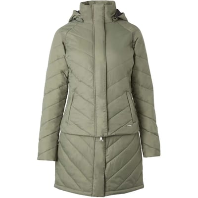 Horze Aurora Gewatteerde Parka met afneembare rok, dames, Beetle Green, 40