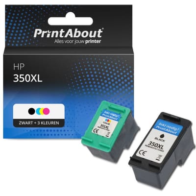 PrintAbout huismerk Inktcartridge 350XL (SD412EE) Zwart + 3 kleuren Multipack Hoge capaciteit Geschikt voor HP