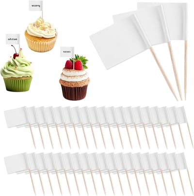 100 Stuks Voedsel Labels voor Buffet, Lege Tandenstokers Vlaggen, Kaasmarkers en DIY Stickers voor Feestdecoratie, Charcuterie en Cocktail Picks voor Evenementen