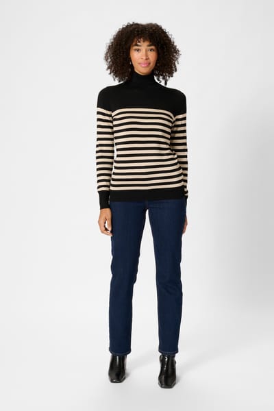 Kaffe Trui Kalizza Striped Roll Neck 10509063 106347 Black/feather Gray Dames Maat - S
