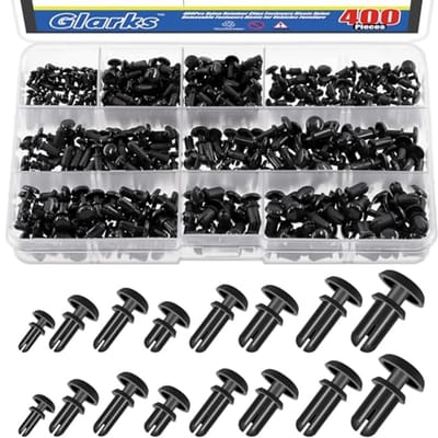400 Stuks Nylon Push Head Bevestigingsmiddelen Klinknagels - 8 Maten Zwart