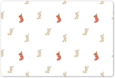 Placemats 45x30 cm - Placemat kunststof - 1 stuk - Illustratie - Kerstsokken - Wit - Borden onderleggers - Decoratie voor op tafel - Keuken tafeldecoratie accessoires - Vinyl onderlegger - Tafelversiering