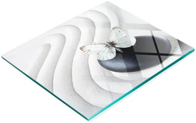 Glazen snijplank met decoratieve Zen-vlinderafbeelding, 60x52 cm