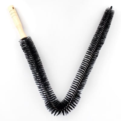 Radiatorborstel, lange handgreep en flexibele radiatorborstel voor radiatoren, reinigingsborstel, het reinigen, verwarmingsreiniger, droog en nat reinigen, stofbindend, lengte ca. 70 cm, zwart