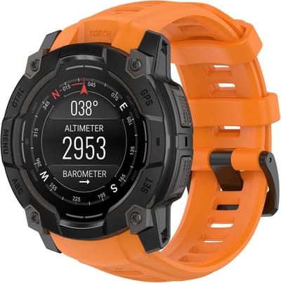 Stravo Robuust Siliconen Sportbandje – Robuust & Slijtvast – Geschikt voor Garmin instinct 3（45mm） – 22mm Bandje – Oranje
