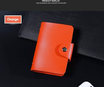Compact Overzichtelijk en Modieus Kaarten Etui 24-Pasjes in het Oranje Kleur
