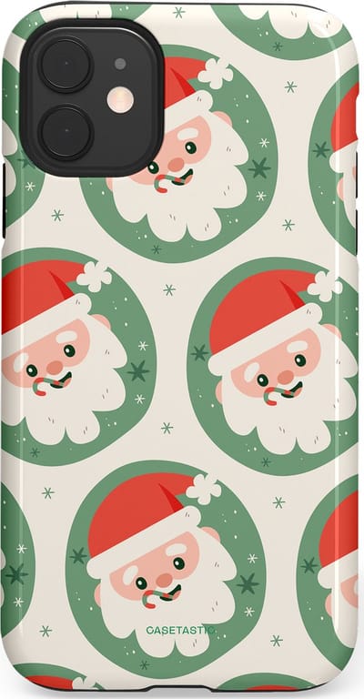 Casetastic hoesje geschikt voor Apple iPhone 11 - Dubbellaagse bescherming - Zuurstok Groen Witte Kerstman - Fashion Case - Wit Saliegroen Crème Terracotta