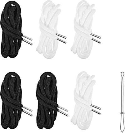 6 stuks Trekkoorden Vervangende Touwtjes 130cm Zwart Wit met Metalen Puntjes voor Kleding