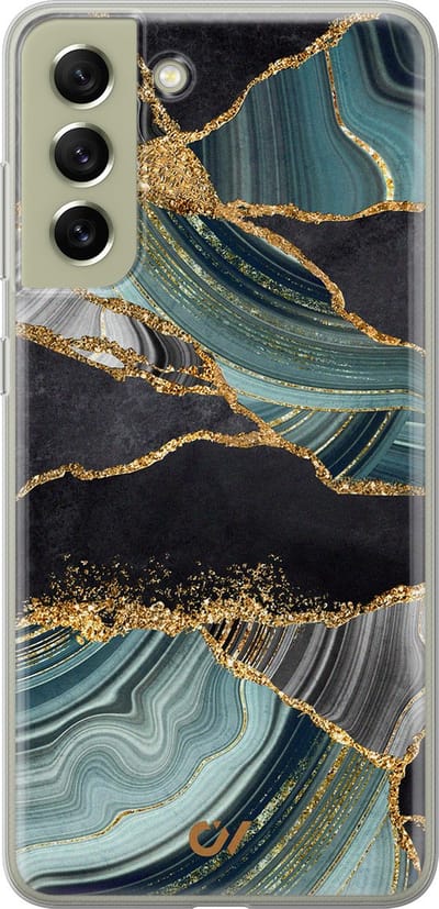 Hoesje geschikt voor Samsung Galaxy S21 FE hoesje - Marble Jade Stone - - Multi - - Casevibes