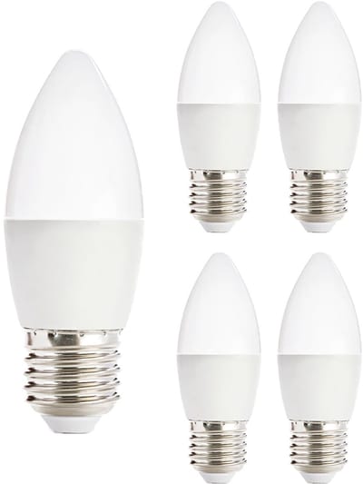 Kobi LED Lamp E27 6W - 470lm - 4000K - 230V - Voor Woonruimte, Keuken of Toilet - Kaarsvorm - 5 stuks