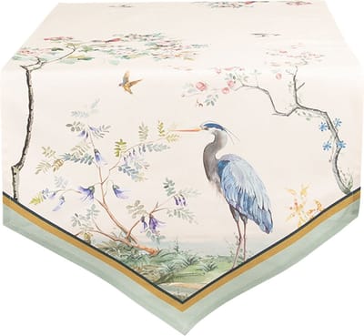 Clayre & Eef Tafelloper 50x160 cm Beige Bruin Katoen Tropisch motief Tafelkleed