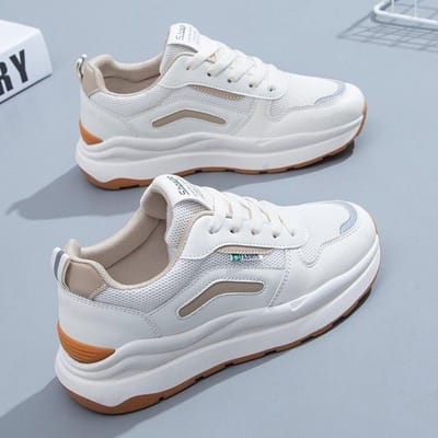 Witte Schoenen Zomer Mesh Ademende Sneaker Vetersluiting Zachte Zool Skateschoenen Alles-Passend en Lichtgewicht Dames Witte Schoenen 40 white