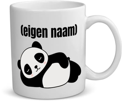 Akyol - liggende panda met eigen naam koffiemok - theemok - Panda - panda liefhebbers - iemand die houdt van panda's - verjaardag - cadeau - kado - 350 ML inhoud