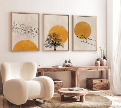 Asir - Decoratief ingelijst MDF-schilderij (3 stuks) - Veelkleurig - Schilderwerk: 100% MDF (Dikte: 3 mm) - 53 x 38 x 8,6 cm