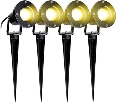 LED Tuinspot met Grondspies Warm Wit - Set van 4 Stuks - Buitenverlichting Prikspots - GU10 Fitting - Tuinverlichting met Stekker - Waterdicht IP65