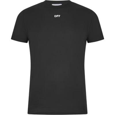 Off White Heren-T-shirt met korte mouwen en zonder logo (Zwart)