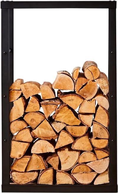Brandhout Rek - Houthouder Opslag - Haardhout Opslaan - Gepoedercoate Afwerking - 100x60x25cm - Zwart