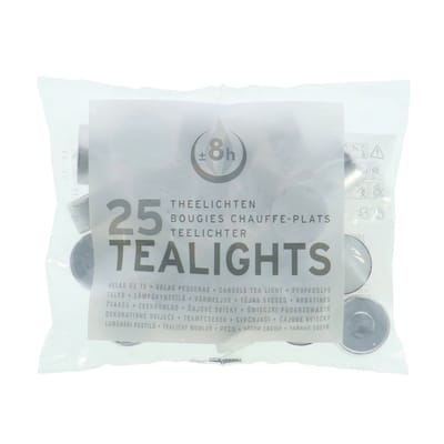 Theelichten 8 uur 25 Stuks