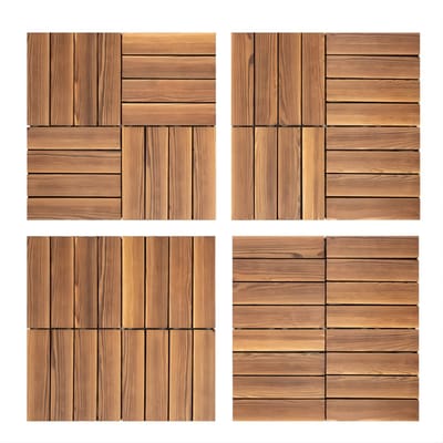 Houten Vloertegels Set 36 Stuks – 30x30 cm – Kliktegels van Dennenhout – Voor Tuin, Balkon en Terras – Bruin