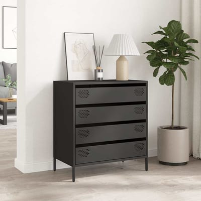 vidaXL - Dressoir - 68x39x73,5 - cm - koudgewalst - staal - zwart