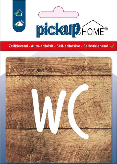Pickup WC hout - 90x90 mm Pictogram Route Acryl