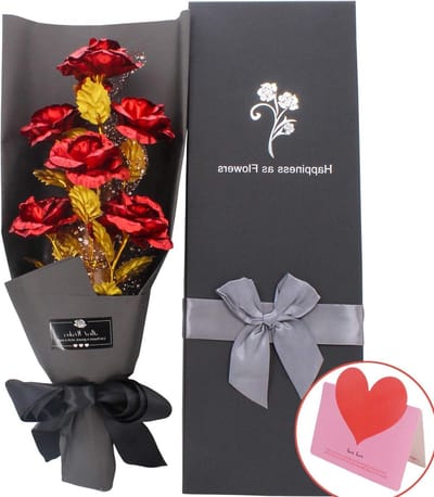 Gouden Roos Boeket - Kunst Rozen - Romantisch Cadeau - Eeuwige Rozen - 6 Stuks - Goud