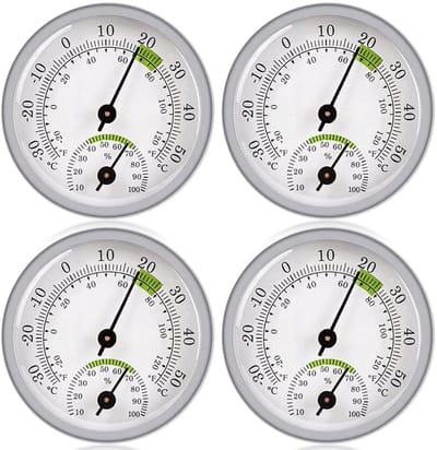 Thermo-hygrometer Set - Temperatuur Vochtigheid - Klimaat Monitoren - Twee-in-één Tool - 58 mm Diameter - Wit