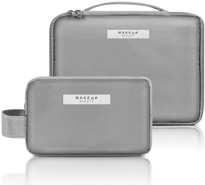 Ibenzoa® Waterdichte grijze make-uptas met vakken voor dagelijkse organisatie