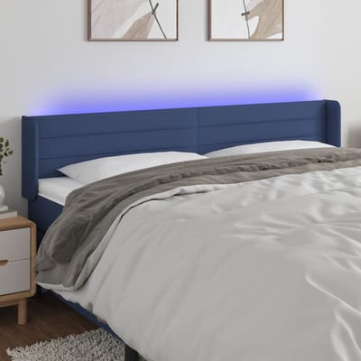 vidaXL - Hoofdbord - LED - 203x16x78/88 - cm - stof - blauw