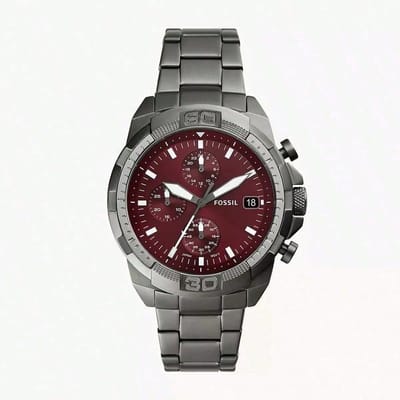 Fossil Bronson Rook Wijnrood Wijzerplaat Chronograaf Kwarts Herenhorloge FS6017 rood