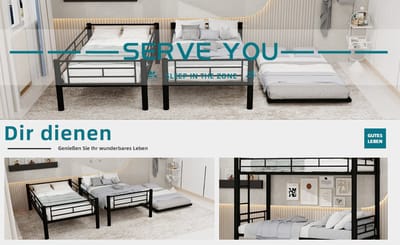 MIVRAY Stapelbed 90x190 cm - Eenpersoonsbed Met Uitvalbeveiliging En Ladder - Splitsbaar In 2 Bedden - Zonder Matras - Metaal - Zwart