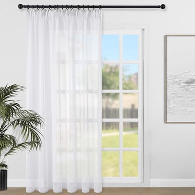 Gordijnen met plooiband, woonkamer, gordijn, wit, raamgordijnen, outdoor gordijn, transparant, decoratie, balkondeur, badkamer, 1 stuks, 228 x 228 cm