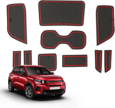 Non-slip rubberen matten voor handrem, middenconsole, bekerhouder en deuruitsparingen voor Citroën C3 IV 2024-2026, accessoires voor optimaal gebruiksgemak en bescherming