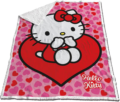 Hello Kitty hartjes fleece plaid 120 x 150 cm - polyester
