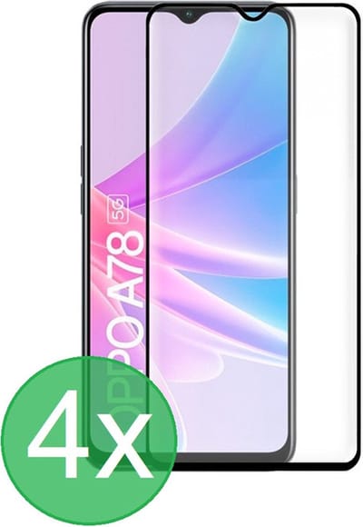 Full Screenprotector 4x Geschikt voor: Oppo A78 5G - screen protector - volledige glas - bescherming - beschermglas - ZT Accessoires
